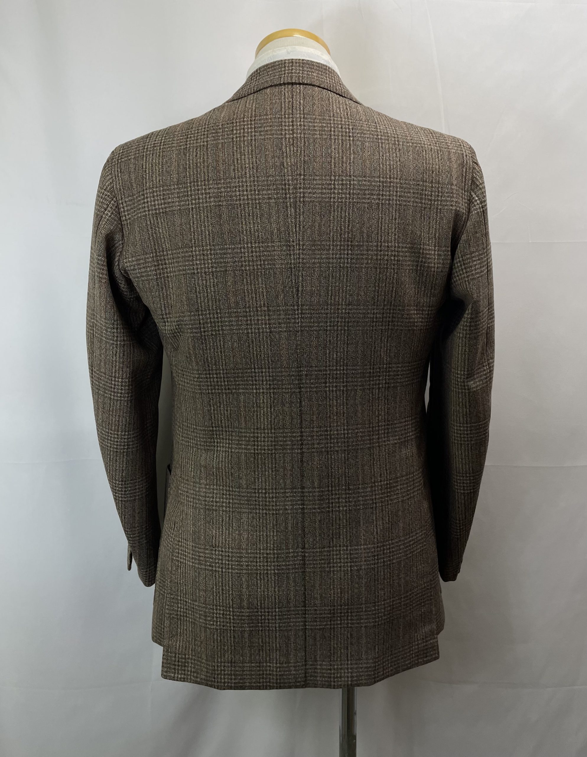 【PANICO パニコ】ナポリ生き神サルト ビスポーク注文服 ヴィンテージウール 格子柄ジャケット 48位 薄茶色 - 画像 (3)