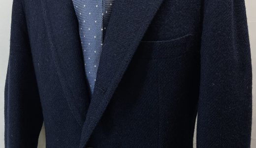 【PANICO パニコ】ナポリ生き神サルト ビスポーク注文服 秋冬向けツイード毛 ネイビージャケット 50～52 紺色無地