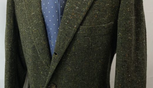 【PANICO パニコ】ナポリ生き神サルト ビスポーク注文服 秋冬向けホームスパン織りツイードジャケット 50～52 濃緑色