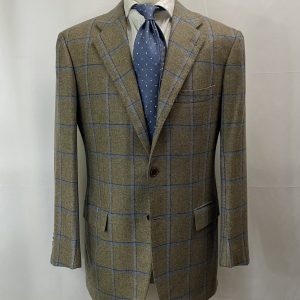 【Kiton キトン】秋冬向け 贅沢カシミヤ100％ ウインドーペン格子柄ジャケット 50 52 ベージュ色
