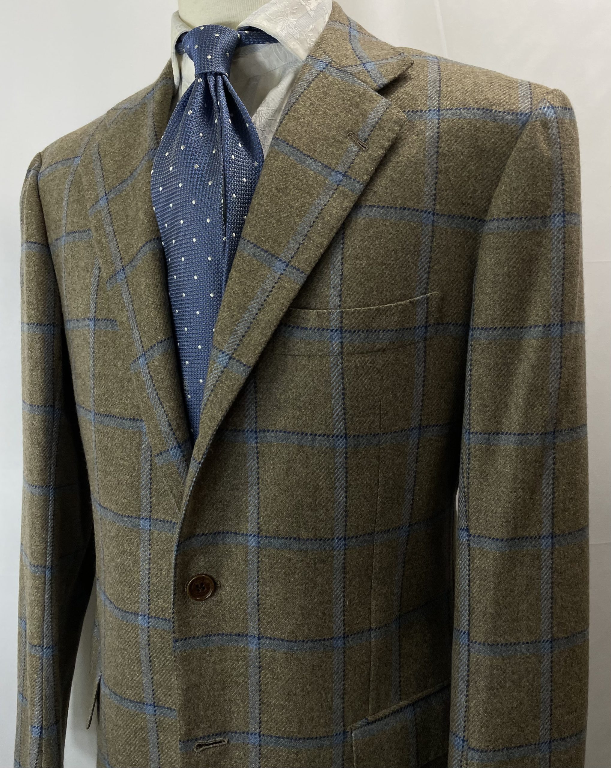 【Kiton キトン】秋冬向け 贅沢カシミヤ100% ウインドーペン格子柄ジャケット 50 52 ベージュ色 - 画像 (2)