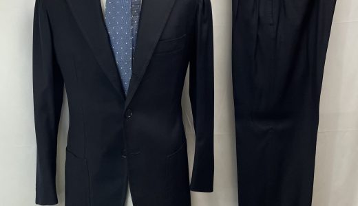 【Pirozzi ピロッツィ】ナポリ四天王サルト ビスポーク注文服 合い物 大定番ネイビースーツ 46～48 濃紺無地{sold out thanks!}