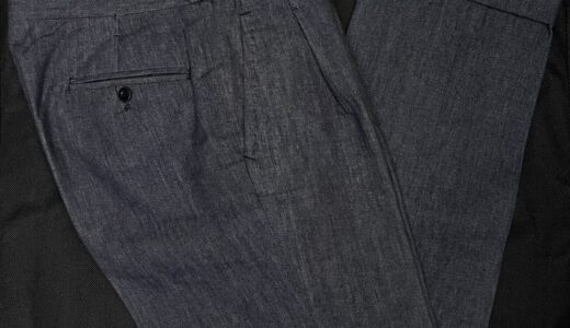 【Ambrosi アンブローシ】究極ナポリ仕立て 春夏向けインディゴブルーデニム綿 スラックスパンツ 44～46