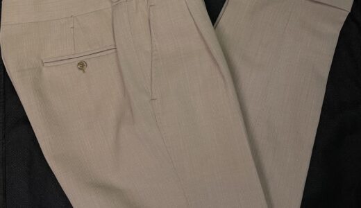 【Ambrosi アンブローシ】究極ナポリ仕立て 春秋向け合い物ウール ベージュ色スラックスパンツ 44～46{sold out thanks!}