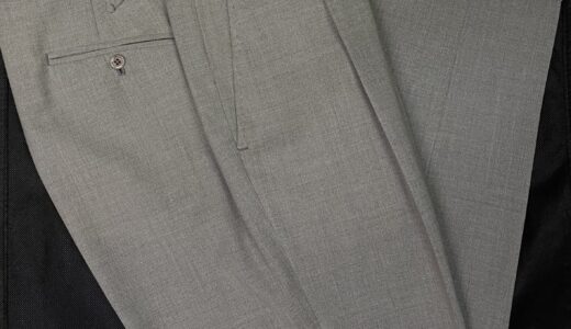 【Ambrosi アンブローシ】頂上ナポリ仕立て 春夏向けホップサック系ウール ライトグレーパンツ 52～54