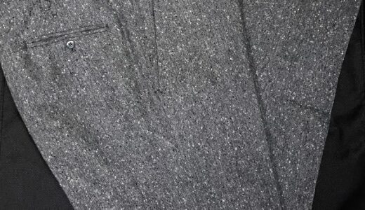 【Ambrosi アンブローシ】未使用新品 極上ナポリ仕立て 春秋向けライトツイード毛 グレーパンツ 50～52