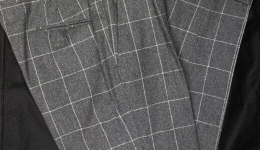 【Ambrosi アンブローシ】極上ナポリ仕立て 秋冬向けフラノ毛 ウインドーペン格子柄グレーパンツ 48～50