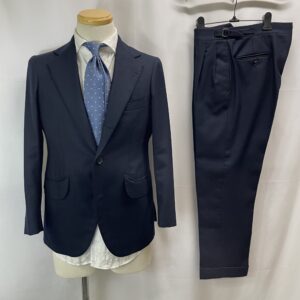 【DALCUORE ダルクオーレ】技巧ビスポーク注文服 合い物 定番ネイビースーツ 44～46 濃紺無地