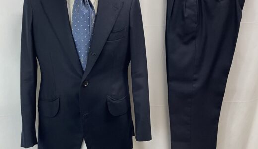 【DALCUORE ダルクオーレ】技巧ビスポーク注文服 合い物 定番ネイビースーツ 44～46 濃紺無地