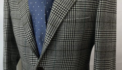 【LIVERANO & LIVERANO リベラーノ】ビスポーク注文服 カシミヤ混ウール 大判チェック格子柄ジャケット 44～46 グレー