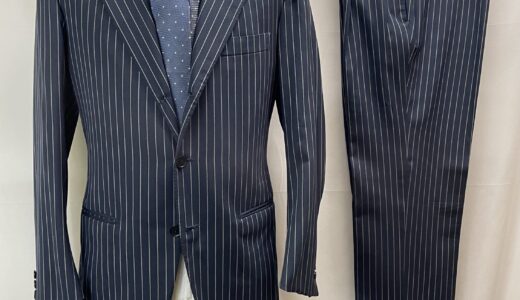 【LIVERANO & LIVERANO リベラーノ】合い物ウール ストライプ柄ネイビースーツ 50 紺色
