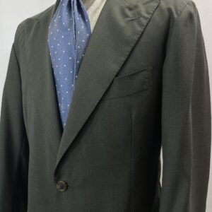 【ORAZIO LUCIANO オラツィオ ルチアーノ】春夏向けウール 芯地無し仕立て ピークドラペルジャケット 50~52 MTO 深緑色{sold out thanks!}
