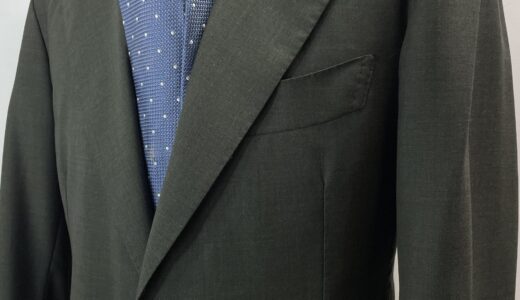 【ORAZIO LUCIANO オラツィオ ルチアーノ】春夏向けウール 芯地無し仕立て ピークドラペルジャケット 50～52 MTO 深緑色{sold out thanks!}