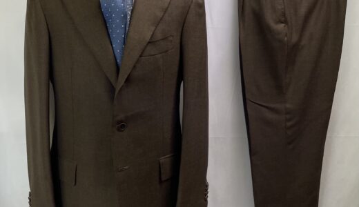 【ORAZIO LUCIANO オラツィオ ルチアーノ】合い物ウール 洒脱ブラウンスーツ MTO 50～52 茶色無地{sold out thanks!}