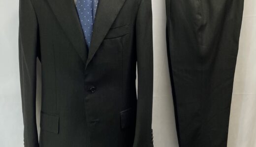 【ORAZIO LUCIANO オラツィオ ルチアーノ】合い物ウール 濃グレースーツ MTO 50～52 深緑濃灰色無地