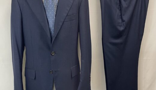 【ORAZIO LUCIANO オラツィオ ルチアーノ】春夏秋向け 極薄芯地仕立て カシミヤ混160s毛 ネイビースーツ MTO 50～52 紺色