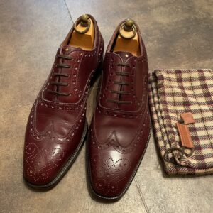 【ステファノベーメル STEFANO BEMER】名作フルブローグ内羽根シューズ靴 42 26.5～27cm 赤茶色