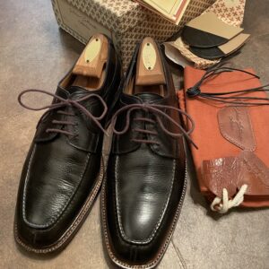【Silvano Lattanzi シルバノラッタンジ】名作Uチップ外羽根ダービーシューズ靴 6.5 25.5cm位 黒色
