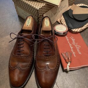 【Silvano Lattanzi シルバノラッタンジ】コードバン馬革ウイングチップ内羽根シューズ靴 6.5 25～25.5cm 茶色