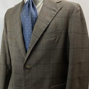 【PANICO パニコ】ナポリ仕立て神サルト ビスポーク注文服 ヴィンテージウール 格子柄ジャケット 46～48 薄茶色