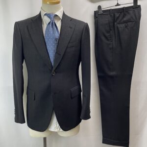 【Antonio La Pignola アントニオ ラ ピニョッラ】スミズーラ注文服 合い物ウール ダークグレースーツ 42～44