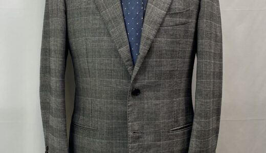 【Cesare Attolini アットリーニ】優良ナポリ仕立て 合い物カシミヤ混ウール グレンチェック柄グレージャケット 46