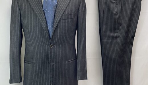 【Kiton キトン】秋冬向け サキソニーウール ストライプ柄 定番グレースーツ 44～46