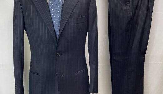 【Kiton キトン】合い物ウール 定番ストライプ柄ネイビースーツ 48 濃紺色{sold out thanks!}