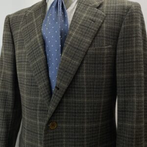 【Kiton キトン×信濃屋】秋冬向けツイードウール チェック格子柄ジャケット 48～50 ヴィンテージ 茶色