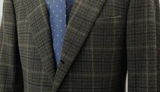 【Kiton キトン×信濃屋】秋冬向けツイードウール チェック格子柄ジャケット 48～50 ヴィンテージ 茶色