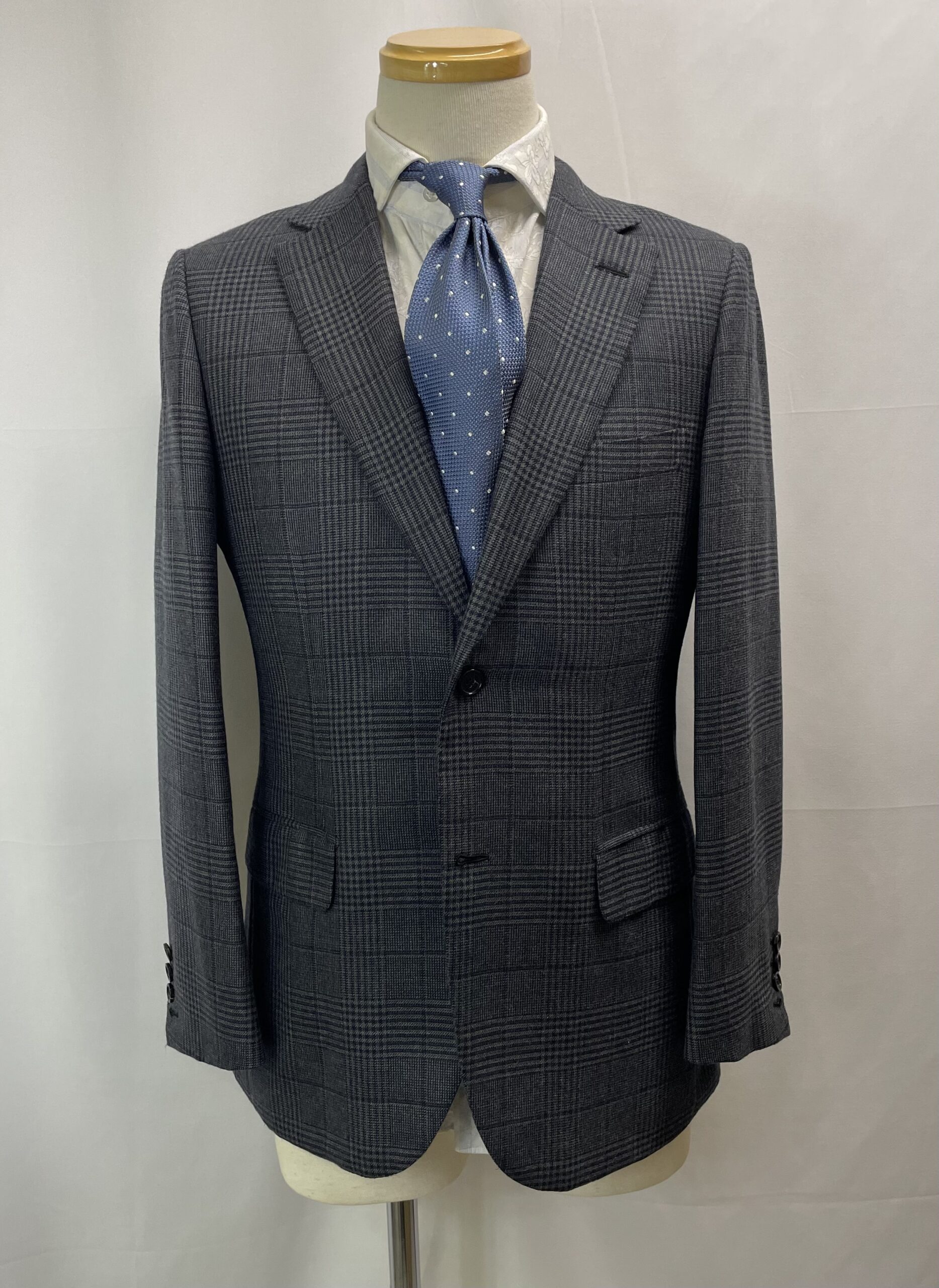 【Brioni ブリオーニ】贅沢カシミヤ100% 洒脱チェック格子柄グレージャケット 合い物 48~46 - 画像 (2)