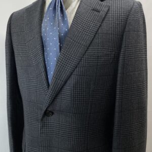【Brioni ブリオーニ】贅沢カシミヤ100％ 洒脱チェック格子柄グレージャケット 合い物 48～46