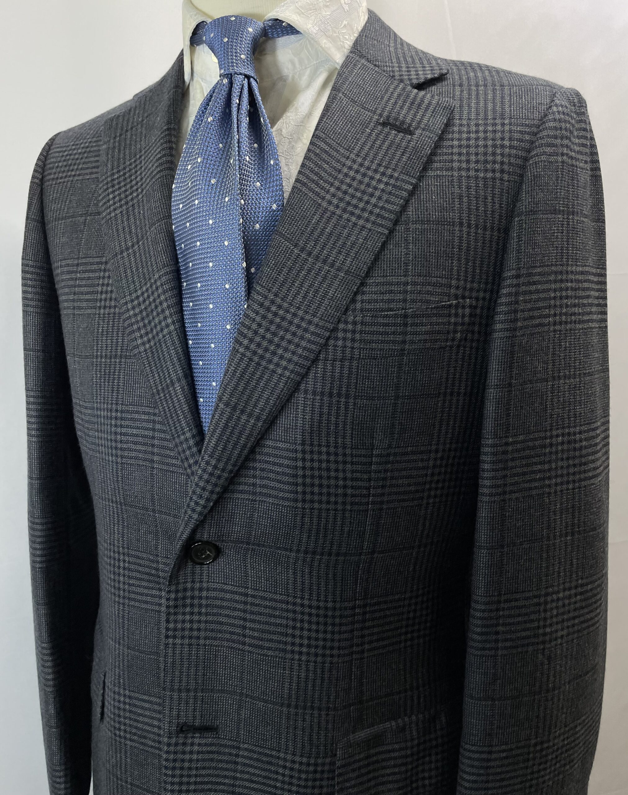 【Brioni ブリオーニ】贅沢カシミヤ100% 洒脱チェック格子柄グレージャケット 合い物 48~46