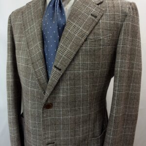 【Antonio Petrosino napoli アントニオ ペトロジーノ】ビスポーク注文服 ライトツイード格子柄ジャケット 48位 茶色