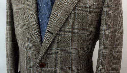 【Antonio Petrosino napoli アントニオ ペトロジーノ】ビスポーク注文服 ライトツイード格子柄ジャケット 48位 茶色