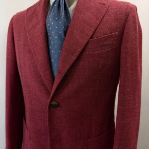 【Sartoria Felice Luigi Panico】手仕事ナポリ仕立て 絹麻ウール ジャケット 46 朱赤色