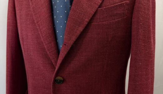 【Sartoria Felice Luigi Panico】手仕事ナポリ仕立て 絹麻ウール ジャケット 46 朱赤色