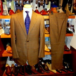 【Kiton キトン】 贅沢サマーカシミヤ100％ 合い物 グレンチェック格子柄スーツ 48 茶色